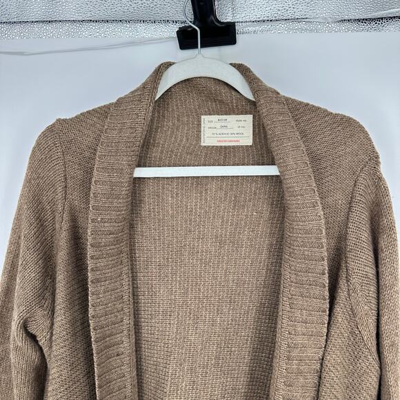 Sweater Cardigans Womens M Open Cardigan Wool  Brown Fringe Long Sleeve Boho - Picture 3 of 11
